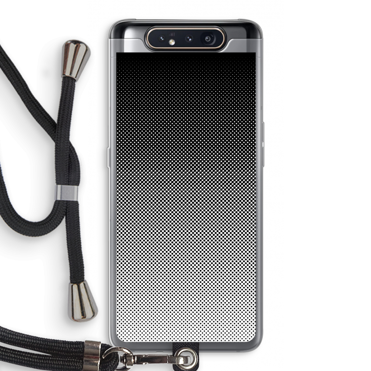 CaseCompany Musketon Halftone: Samsung Galaxy A80 Transparant Hoesje met koord
