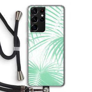 CaseCompany Palmbladeren: Samsung Galaxy S21 Ultra Transparant Hoesje met koord