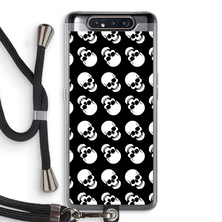 CaseCompany Musketon Skulls: Samsung Galaxy A80 Transparant Hoesje met koord
