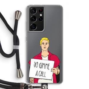 CaseCompany Gimme a call: Samsung Galaxy S21 Ultra Transparant Hoesje met koord