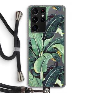 CaseCompany Bananenbladeren: Samsung Galaxy S21 Ultra Transparant Hoesje met koord