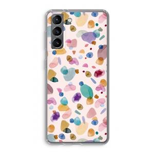 CaseCompany Terrazzo Memphis Pink: Samsung Galaxy S21 Transparant Hoesje