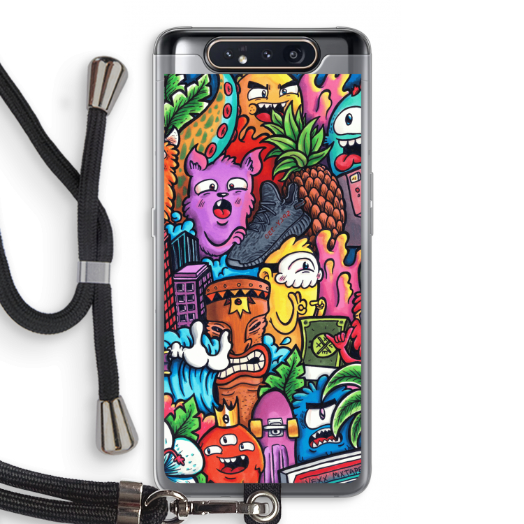 CaseCompany Vexx Mixtape: Samsung Galaxy A80 Transparant Hoesje met koord