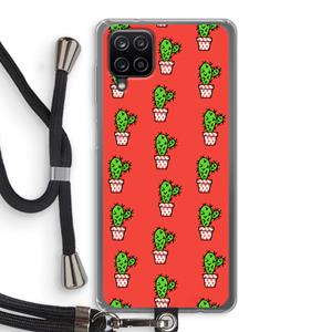 CaseCompany Mini cactus: Samsung Galaxy A12 Transparant Hoesje met koord