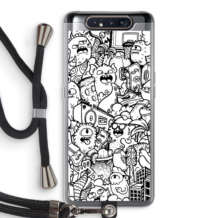 CaseCompany Vexx City #2: Samsung Galaxy A80 Transparant Hoesje met koord