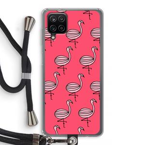 CaseCompany Flamingo: Samsung Galaxy A12 Transparant Hoesje met koord