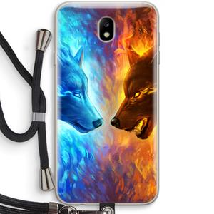 CaseCompany Fire & Ice: Samsung Galaxy J7 (2017) Transparant Hoesje met koord