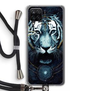 CaseCompany Darkness Tiger: Samsung Galaxy A12 Transparant Hoesje met koord