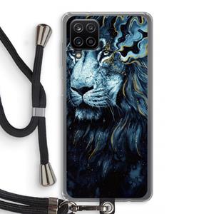 CaseCompany Darkness Lion: Samsung Galaxy A12 Transparant Hoesje met koord