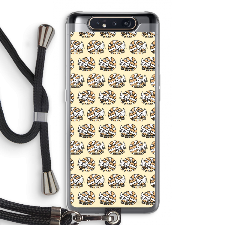 CaseCompany Slapende poes: Samsung Galaxy A80 Transparant Hoesje met koord