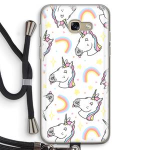 CaseCompany Rainbow Unicorn: Samsung Galaxy A5 (2017) Transparant Hoesje met koord