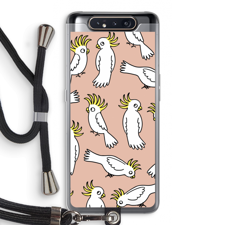 CaseCompany Papegaai: Samsung Galaxy A80 Transparant Hoesje met koord