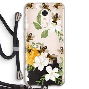 CaseCompany No flowers without bees: Xiaomi Redmi 5 Transparant Hoesje met koord
