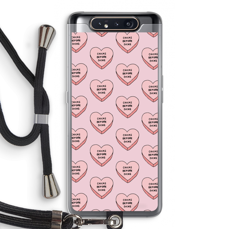 CaseCompany Chicks before dicks: Samsung Galaxy A80 Transparant Hoesje met koord