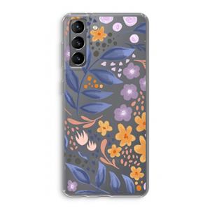 CaseCompany Flowers with blue leaves: Samsung Galaxy S21 Transparant Hoesje