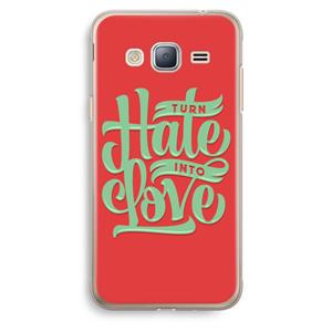 CaseCompany Turn hate into love: Samsung Galaxy J3 (2016) Transparant Hoesje