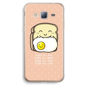 CaseCompany Sleep All Day: Samsung Galaxy J3 (2016) Transparant Hoesje
