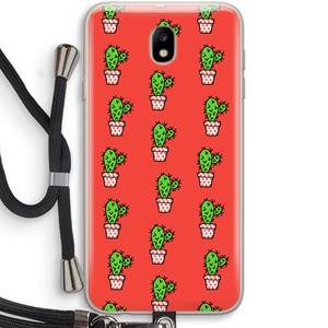 CaseCompany Mini cactus: Samsung Galaxy J7 (2017) Transparant Hoesje met koord