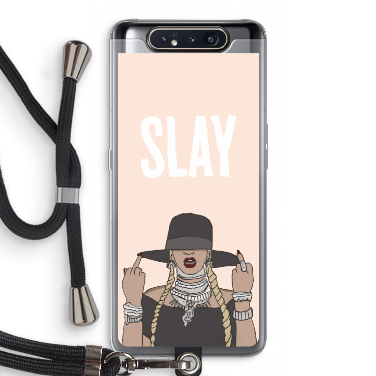 CaseCompany Slay All Day: Samsung Galaxy A80 Transparant Hoesje met koord