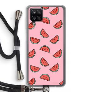 CaseCompany Watermeloen: Samsung Galaxy A12 Transparant Hoesje met koord