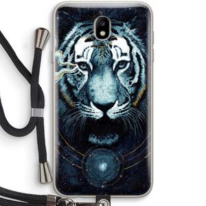 CaseCompany Darkness Tiger: Samsung Galaxy J7 (2017) Transparant Hoesje met koord