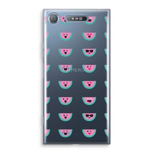 CaseCompany Smiley watermeloenprint: Sony Xperia XZ1 Transparant Hoesje