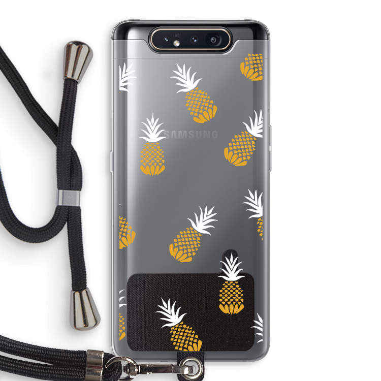 CaseCompany Ananasjes: Samsung Galaxy A80 Transparant Hoesje met koord