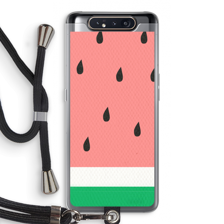 CaseCompany Watermeloen: Samsung Galaxy A80 Transparant Hoesje met koord