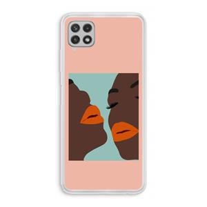 CaseCompany Orange lips: Samsung Galaxy A22 4G Transparant Hoesje
