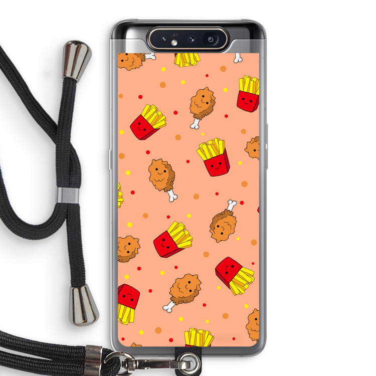 CaseCompany Chicken 'n Fries: Samsung Galaxy A80 Transparant Hoesje met koord