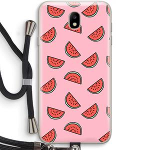 CaseCompany Watermeloen: Samsung Galaxy J7 (2017) Transparant Hoesje met koord