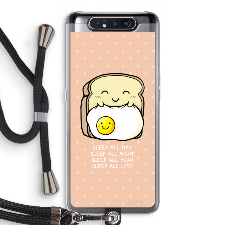 CaseCompany Sleep All Day: Samsung Galaxy A80 Transparant Hoesje met koord