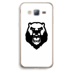 CaseCompany Angry Bear (white): Samsung Galaxy J3 (2016) Transparant Hoesje