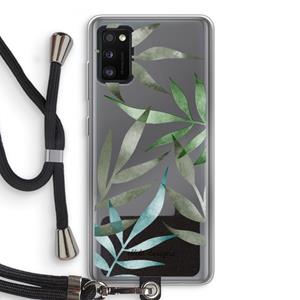 CaseCompany Tropical watercolor leaves: Samsung Galaxy A41 Transparant Hoesje met koord