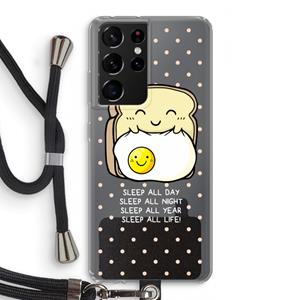 CaseCompany Sleep All Day: Samsung Galaxy S21 Ultra Transparant Hoesje met koord