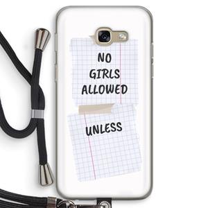 CaseCompany No Girls Allowed Unless: Samsung Galaxy A5 (2017) Transparant Hoesje met koord
