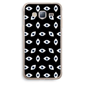 CaseCompany Eyes pattern: Samsung Galaxy J3 (2016) Transparant Hoesje