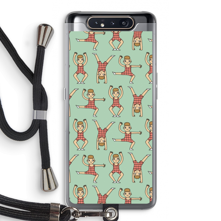 CaseCompany Gymboys: Samsung Galaxy A80 Transparant Hoesje met koord