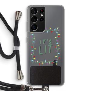 CaseCompany It's Lit: Samsung Galaxy S21 Ultra Transparant Hoesje met koord