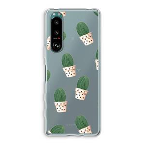 CaseCompany Cactusprint roze: Sony Xperia 5 III Transparant Hoesje