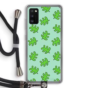 CaseCompany Groene blaadjes: Samsung Galaxy A41 Transparant Hoesje met koord