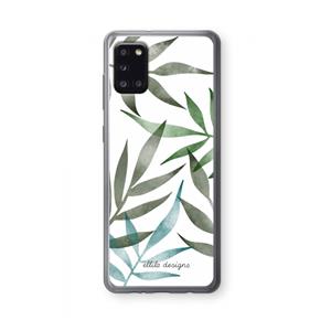 CaseCompany Tropical watercolor leaves: Samsung Galaxy A31 Transparant Hoesje