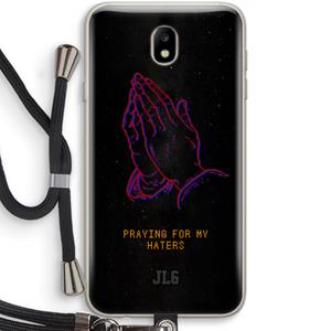 CaseCompany Praying For My Haters: Samsung Galaxy J7 (2017) Transparant Hoesje met koord