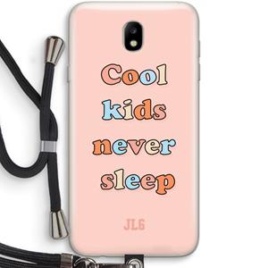 CaseCompany Cool Kids Never Sleep: Samsung Galaxy J7 (2017) Transparant Hoesje met koord