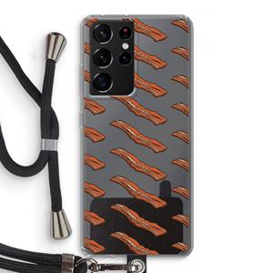 CaseCompany Bacon to my eggs #2: Samsung Galaxy S21 Ultra Transparant Hoesje met koord