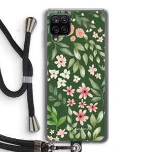 CaseCompany Botanical green sweet flower heaven: Samsung Galaxy A12 Transparant Hoesje met koord