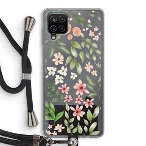 CaseCompany Botanical sweet flower heaven: Samsung Galaxy A12 Transparant Hoesje met koord