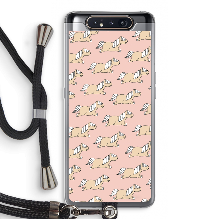 CaseCompany Ponys: Samsung Galaxy A80 Transparant Hoesje met koord
