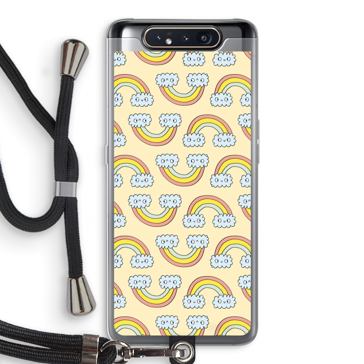 CaseCompany Regenboog: Samsung Galaxy A80 Transparant Hoesje met koord
