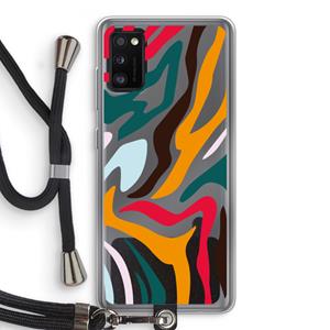 CaseCompany Colored Zebra: Samsung Galaxy A41 Transparant Hoesje met koord